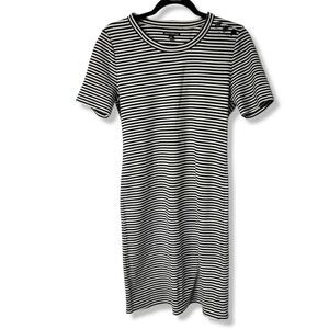 J. Crew Mercantile Striped Knit Dress Black And White Knee Length Med